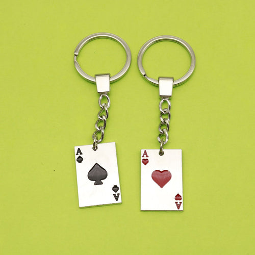 Zinc Alloy Minimal Playing Card Keychain Bag Charm Gift