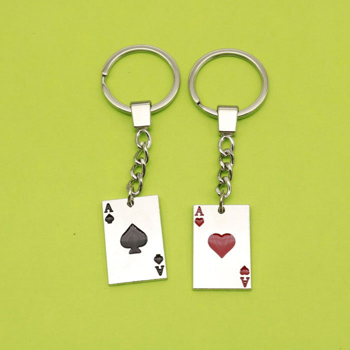 Zinc Alloy Minimal Playing Card Keychain Bag Charm Gift