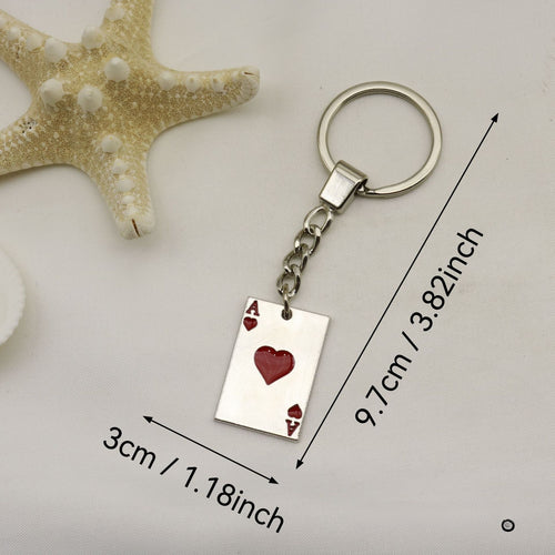 Zinc Alloy Minimal Playing Card Keychain Bag Charm Gift