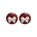 Sweet Acrylic Round Bow Stud Earrings With Silver Pins, Retro Hong Kong Style Light Luxury Ear Jewelry view 5