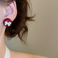Sweet Acrylic Round Bow Stud Earrings With Silver Pins, Retro Hong Kong Style Light Luxury Ear Jewelry view 3
