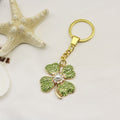 Metal Rhinestone Four Leaf Clover Keychain For Car Key Ring view 6