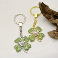 Metal Rhinestone Four Leaf Clover Keychain For Car Key Ring view 4