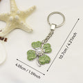 Metal Rhinestone Four Leaf Clover Keychain For Car Key Ring view 2
