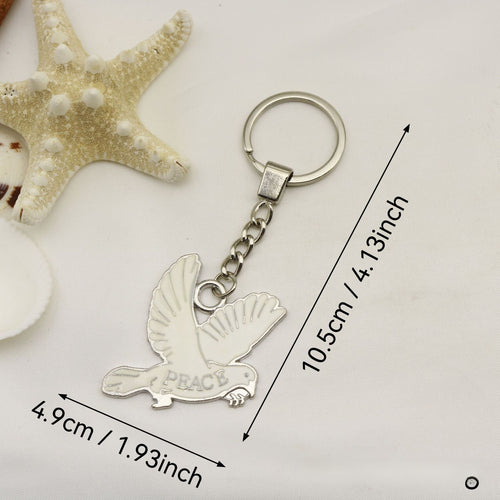 Metal Peace Dove Keychain Bag Charm Gift Key Ring