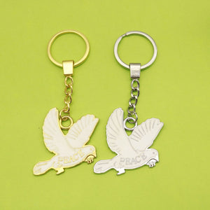 Metal Peace Dove Keychain Bag Charm Gift Key Ring