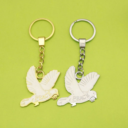 Metal Peace Dove Keychain Bag Charm Gift Key Ring