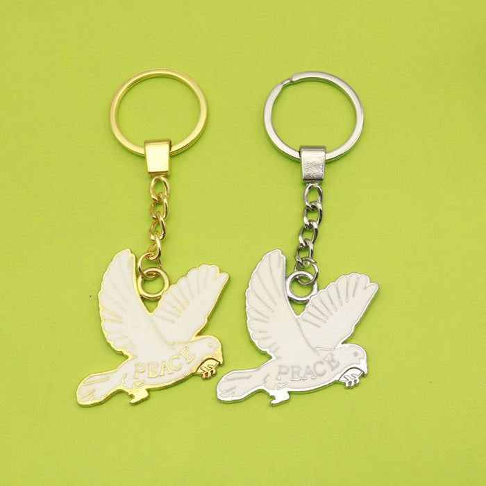 Metal Peace Dove Keychain Bag Charm Gift Key Ring