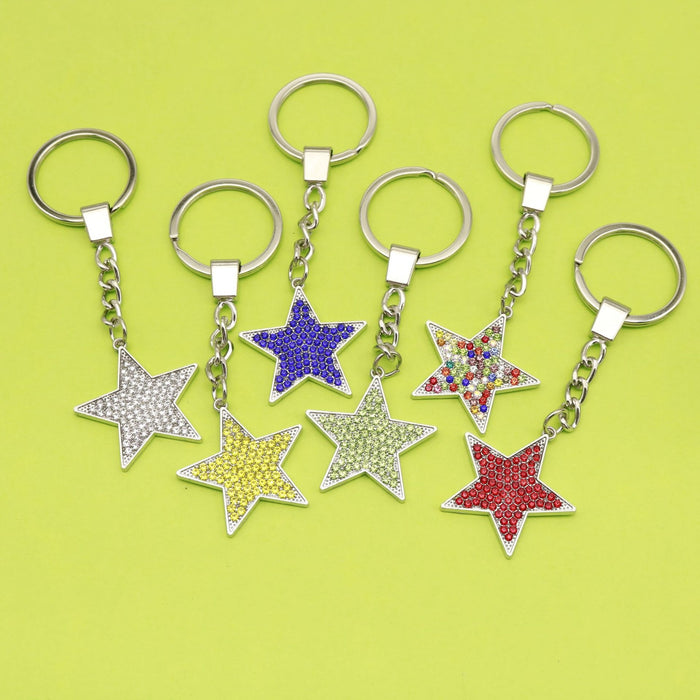 Metal Rhinestone Star Keychain Fashion Bag Charm Wholesale Gift