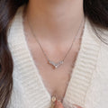 Korean Style Zircon V Shape Faux Pearl Necklace Minimalist Geometric Luxury Collarbone Chain view 2