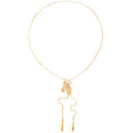 French Enamel Hollow Leaf Pendant Sweater Necklace, Vintage Light Luxury Alloy Collarbone Chain view 5