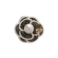 Elegant French Vintage Fabric Flower Brooch With Rhinestones And Pearl Clothing Accessory view 5