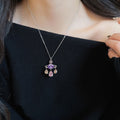 Korean Light Luxury Copper Zircon Saturn Star Waterdrop Pendant Sweater Necklace For Women view 3