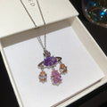 Korean Light Luxury Copper Zircon Saturn Star Waterdrop Pendant Sweater Necklace For Women view 2