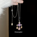Korean Light Luxury Copper Zircon Saturn Star Waterdrop Pendant Sweater Necklace For Women view 4