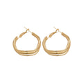 Irregular Iron Metal Hoop Earrings With Silver Posts, Minimalist Geometric Luxury Style view 5