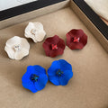 Painted Iron Rhinestone Flower Stud Earrings Vintage Versatile Light Luxury Women's Jewelry view 3
