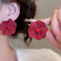 Painted Iron Rhinestone Flower Stud Earrings Vintage Versatile Light Luxury Women's Jewelry view 4