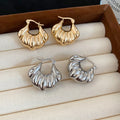 Minimalist Iron Shell Texture Geometric Ear Cuff Earrings For Casual Commuter Style view 3