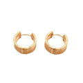 18K Real Gold Plated Copper Wide Striped Hoop Earrings, Geometric Round Luxury Commuter Style view 5