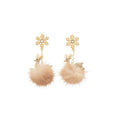 Light Luxury Alloy Deer Snowflake Rhinestone Pom Pom Stud Earrings For Christmas view 5