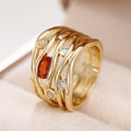 Old Money Style Multi Layer Line Niche Ring For Women With Faux Ruby Elegant Fashion Jewelry view 3