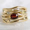 Old Money Style Multi Layer Line Niche Ring For Women With Faux Ruby Elegant Fashion Jewelry view 1