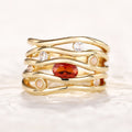 Old Money Style Multi Layer Line Niche Ring For Women With Faux Ruby Elegant Fashion Jewelry view 2