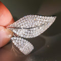 Spring Leaf Tender Bud Open Adjustable Ring For Women With Inlaid Zircon Korean Style Jewelry view 3
