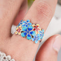 Colorful Floral Gradient Petal Enamel Ring For Women Forest Fairy Style Fashion Jewelry view 3