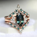 Palace Style Marquise Crown Ring Set For Women Light Luxury Three Piece Jewelry view 2