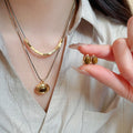 18K Gold Plated Tiger Eye Oval Necklace And Ear Clip Jewelry Set Vintage Maillard Style For Women view 1