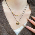 18K Gold Plated Tiger Eye Oval Necklace And Ear Clip Jewelry Set Vintage Maillard Style For Women view 3