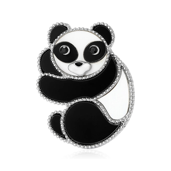 Alloy Enamel Panda Brooch Cute Animal Pin For Coats