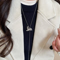 Light Luxury Alloy Rhinestone Christmas Deer Pendant Sweater Necklace For Women view 3