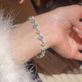 Korean Style Sparkling Zircon Diamond Clasp Copper Bangle Vintage Elegant Hand Jewelry view 2