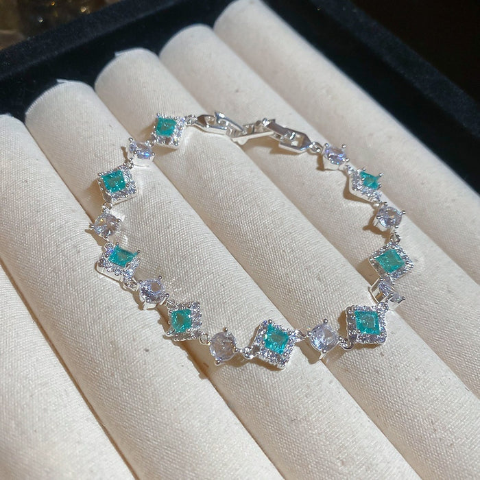 Korean Style Sparkling Zircon Diamond Clasp Copper Bangle Vintage Elegant Hand Jewelry