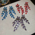 Light Luxury Faux Crystal Floral Wheat Tassel Drop Earrings With Silver Needle Studs view 1