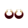 Vintage Flocked Fabric U-Shaped Geometric Earrings For Women Elegant OL Commuter Style view 5
