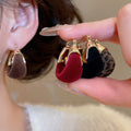 Vintage Flocked Fabric U-Shaped Geometric Earrings For Women Elegant OL Commuter Style view 2