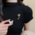 14K Gold Plated Copper Zircon Tulip Butterfly Brooch, Vintage Light Luxury Women's Accessory view 1