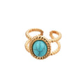 18K Gold Plated Stone Round Bohemian Open Ring For Women view 5