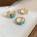18K Gold Plated Stone Round Bohemian Open Ring For Women view 4