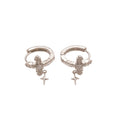 Korean Style Copper Zircon Cross Round Ear Cuff Earrings, Light Luxury Geometric Design view 5