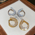 18K Gold Plated Copper Zircon Twisted Flower Ear Cuff Earrings Minimalist Geometric Jewelry view 1
