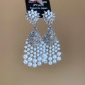 Vintage Court Style Rhinestone Faux Pearl Teardrop Drop Earrings With Silver Pin view 1