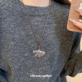Stainless Steel Wood Bead Ginkgo Leaf Sweater Necklace Ethnic Style Light Luxury Choker For Women view 3