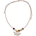 Stainless Steel Wood Bead Ginkgo Leaf Sweater Necklace Ethnic Style Light Luxury Choker For Women view 5