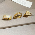 24K Gold Plated Copper Zircon Flower Open Ring French Vintage Light Luxury Jewelry view 3