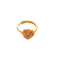 24K Gold Plated Copper Zircon Flower Open Ring French Vintage Light Luxury Jewelry view 5